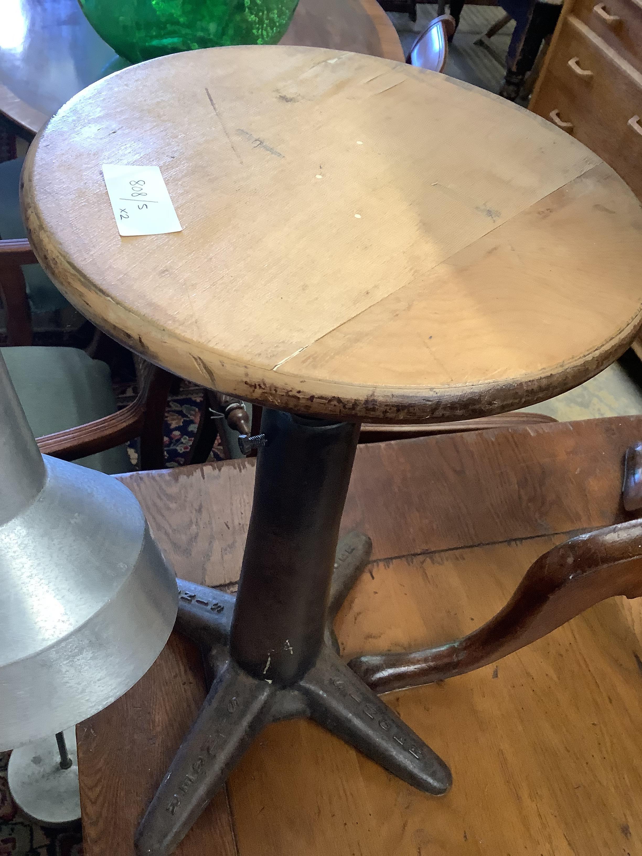 A vintage cast iron Singer stool and an industrial style floor lamp (2)